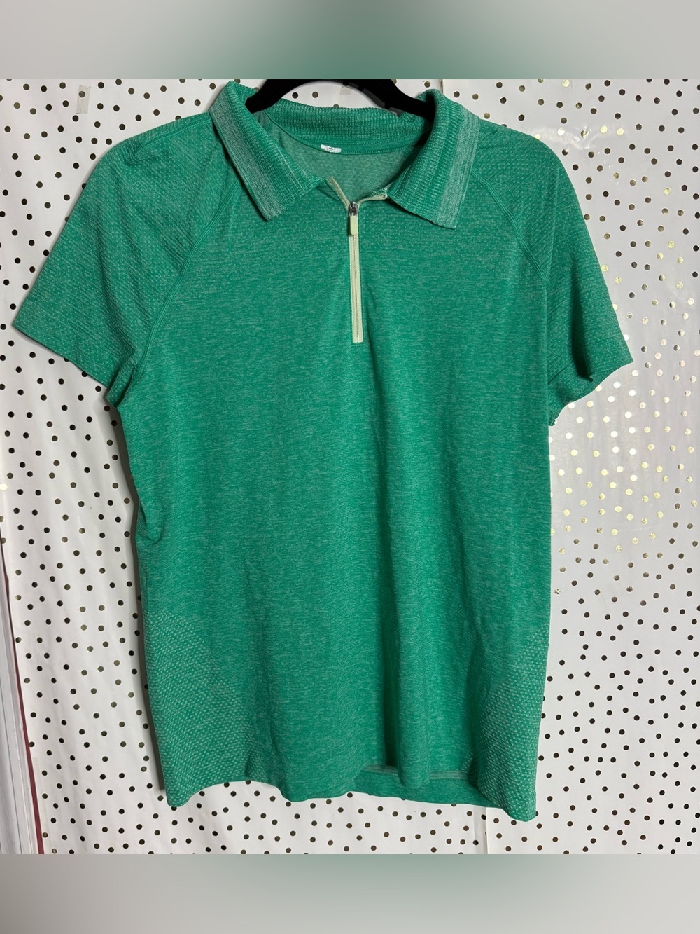 Lululemon Green Short-Sleeve Polo Zip Top